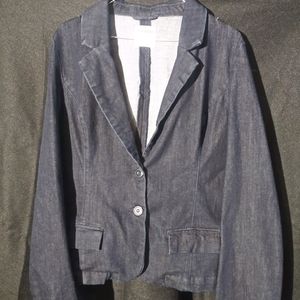 Stretch dark denim blazer jacket